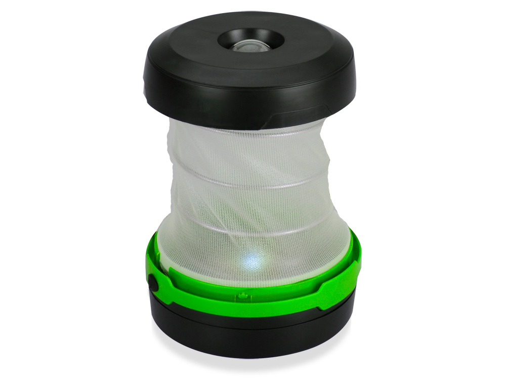 Складной фонарь с 2 режимами подсветки и крючком, черный/зеленый