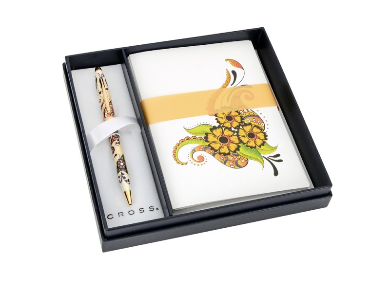 Набор Cross Botanica: шариковая ручка "Золотая магнолия" + набор открыток и конвертов