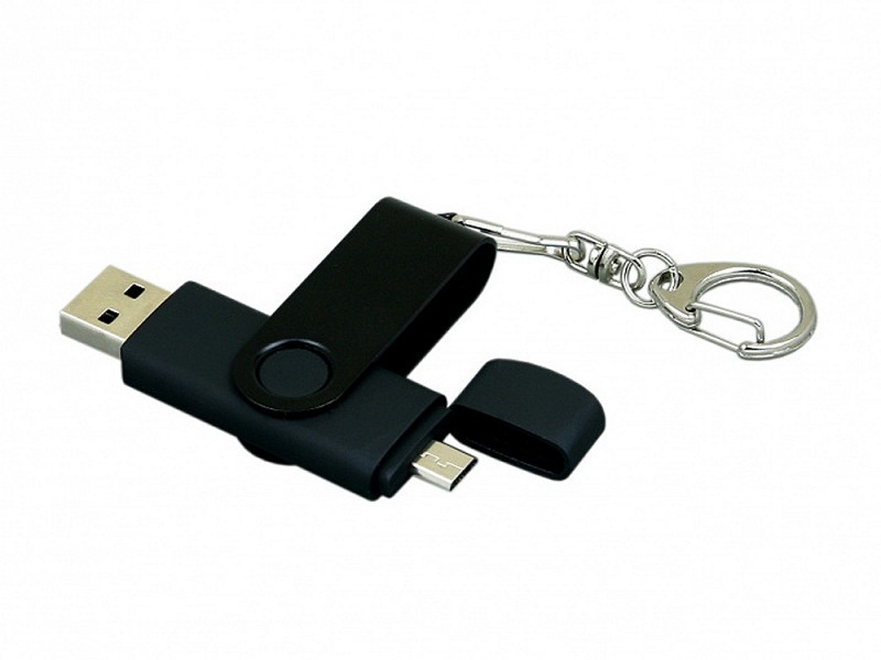 USB-флешка на 32 Гб с поворотным механизмом и дополнительным разъемом Micro USB