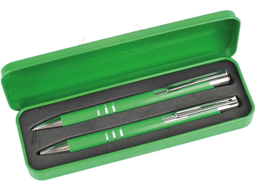 Набор «Цитата»: ручка шариковая, карандаш в футляре зеленый