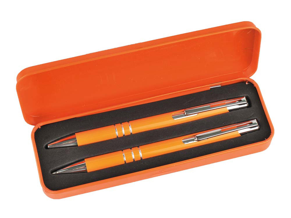 Набор "Цитата": ручка шариковая, карандаш в футляре, оранжевый