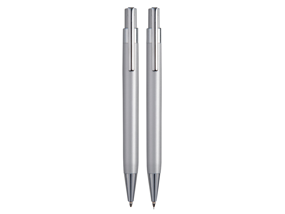 Набор: ручка шариковая+карандаш в футляре, серый