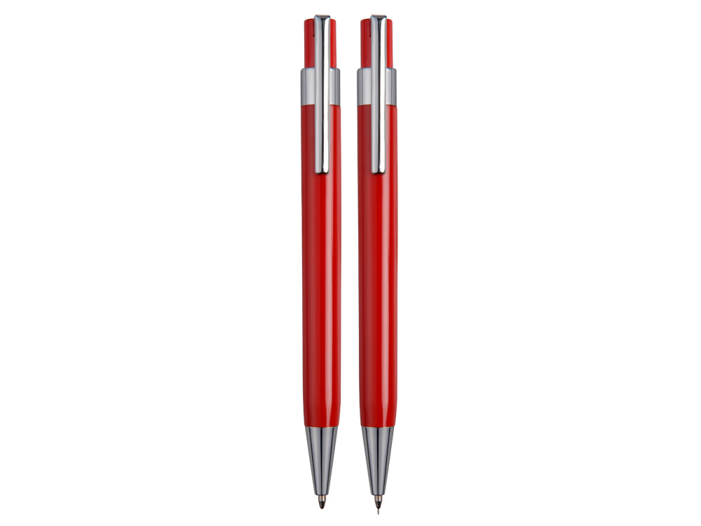 Набор: ручка шариковая+карандаш в футляре, красный