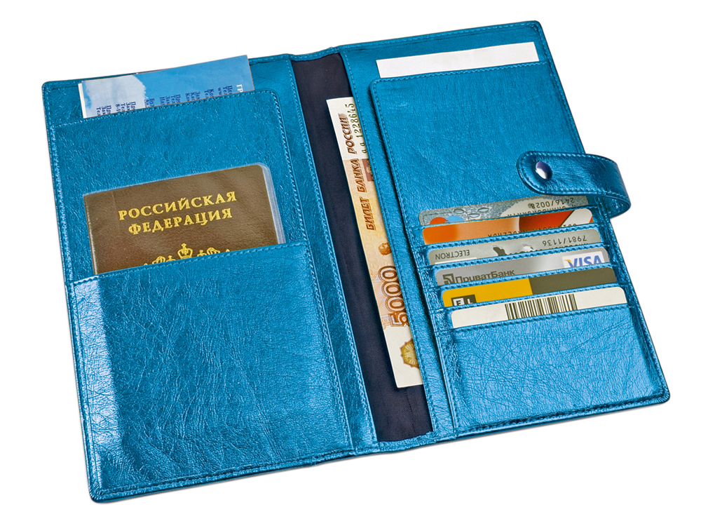 Портмоне дорожное с отделениями для паспорта, авиабилетов и кредитных карт