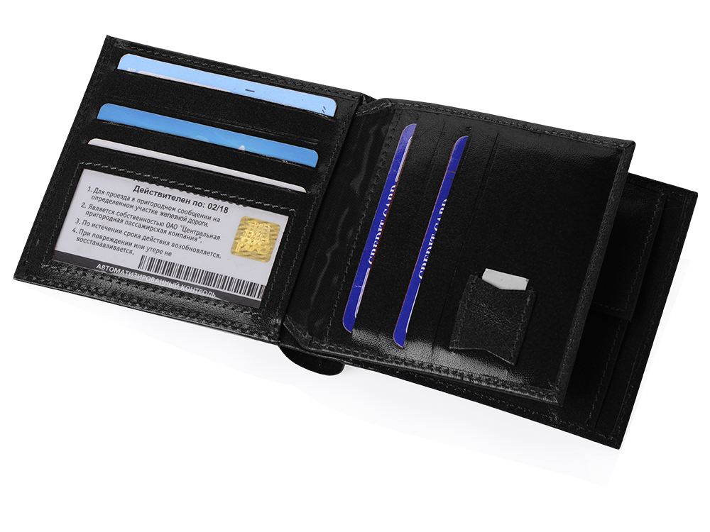 Портмоне с отделениями для кредитных карт, монет и SIM-карты, черный
