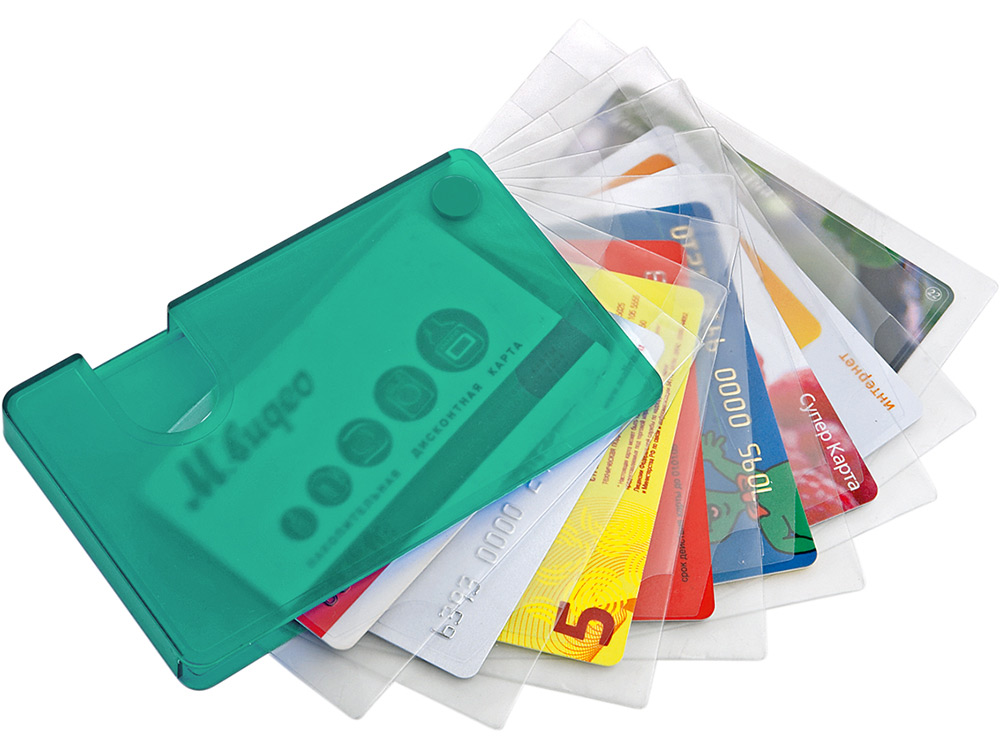 Футляр для кредитных и дисконтных карт, зеленый