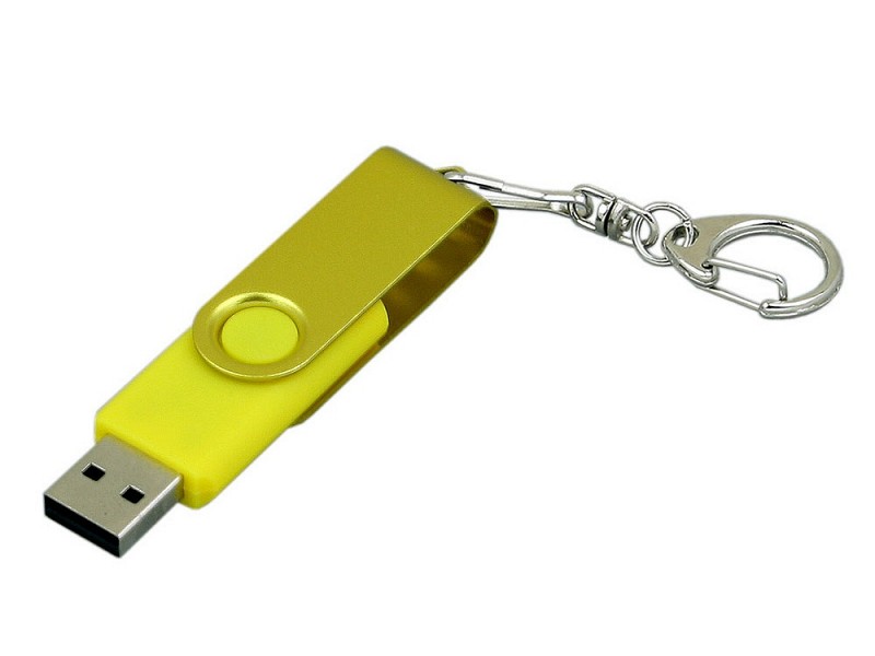 USB-флешка промо на 64 Гб с поворотным механизмом и однотонным металлическим клипом