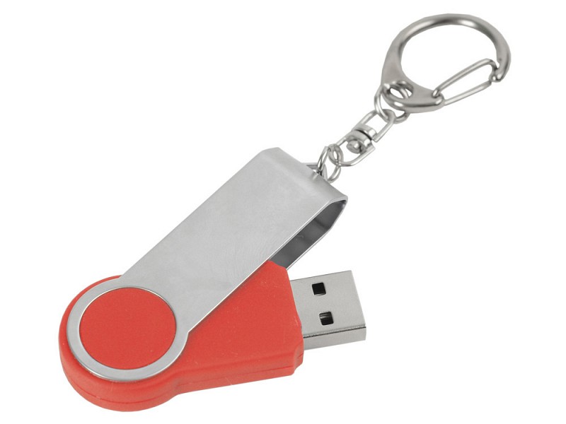 Флеш-карта USB 2.0 на 4 Gb с карабином, красный