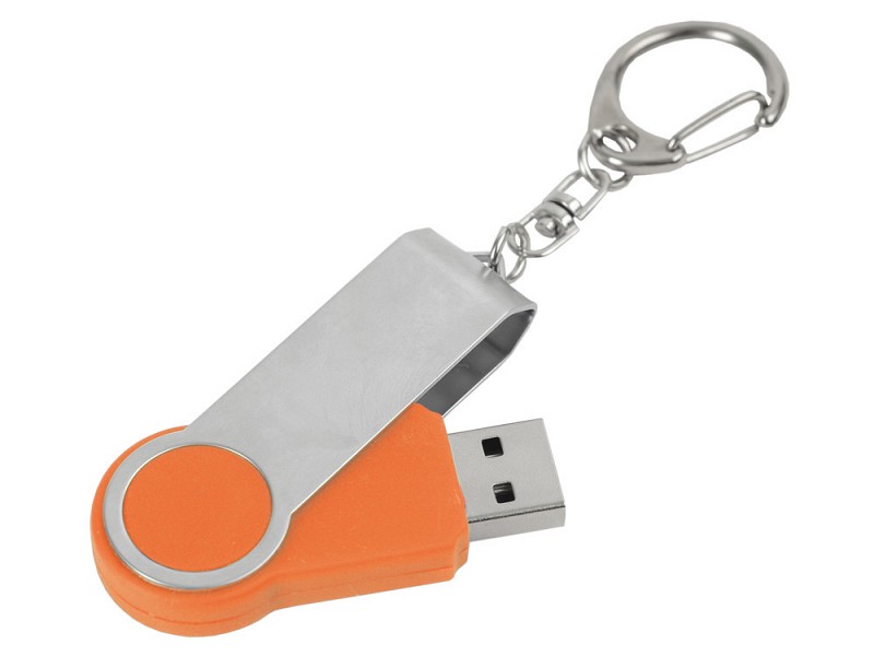 Флеш-карта USB 2.0 на 4 Gb с карабином, оранжевый
