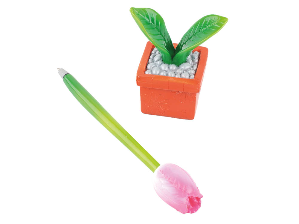 Ручка шариковая в виде тюльпана в горшке