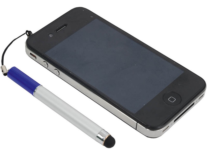 Ручка-подвеска на мобильный телефон со стилусом, серебристый/синий