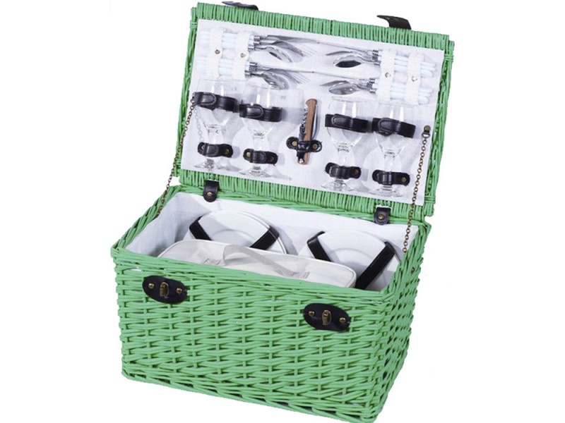 Пикник-сет на 4 персоны с набором керамической посуды. В комплект входит сумка-холодильник и штопор-открывалка