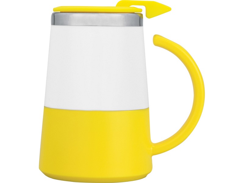 Кружка с термоизоляцией "Маккиато", белый/желтый