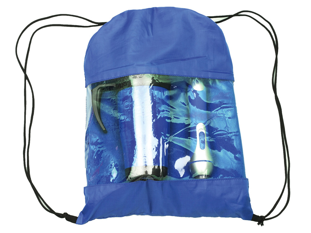Набор: плед флисовый, кружка с термоизоляцией на 350 мл, фонарик в рюкзаке