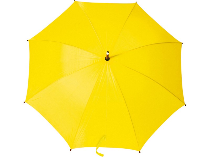 Зонт - трость полуавтоматический с деревянной ручкой жёлтый