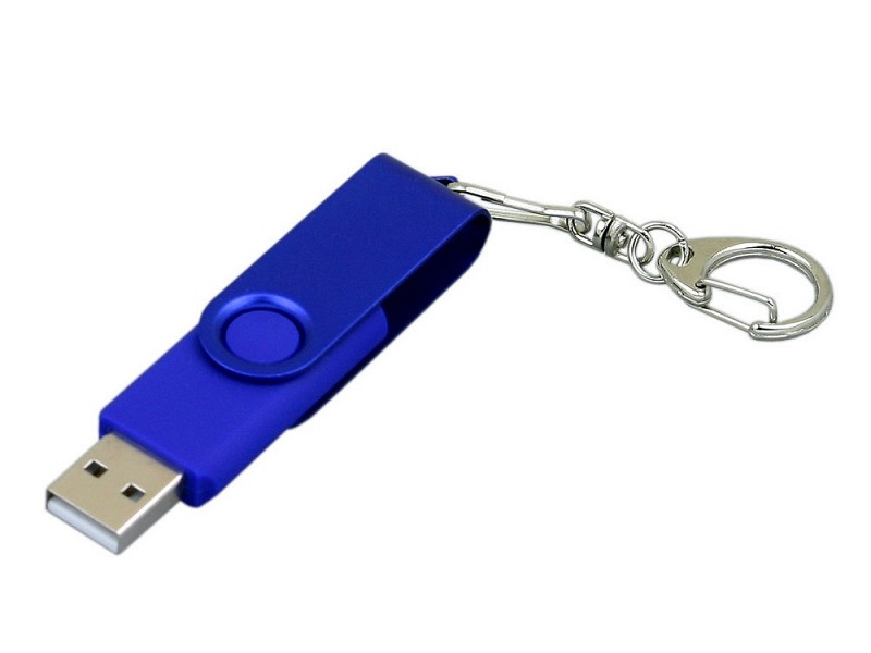 USB-флешка промо на 64 Гб с поворотным механизмом и однотонным металлическим клипом