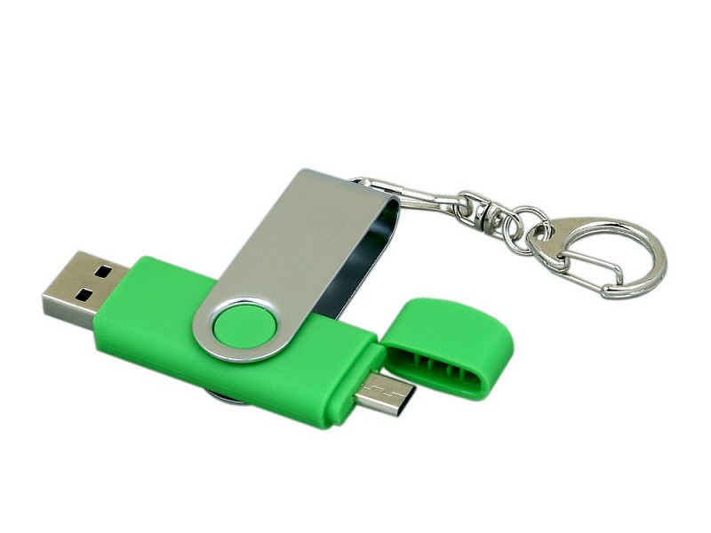 USB-флешка на 32 Гб с поворотным механизмом и дополнительным разъемом Micro USB