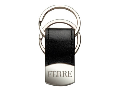 Двойной брелок для ключей Ferre (Джанфранко Ферре) из металла и натуральной кожи